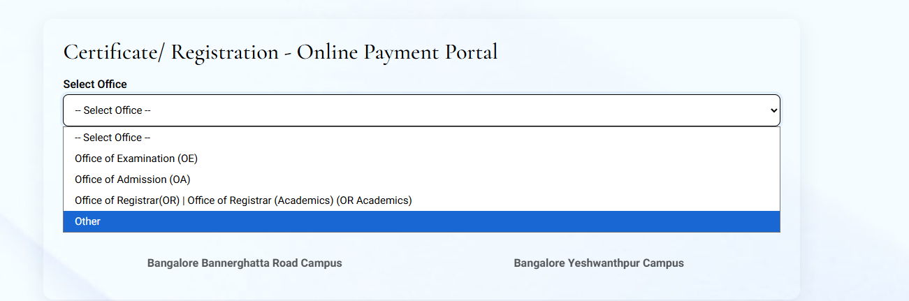 Select Others from the online payment portal